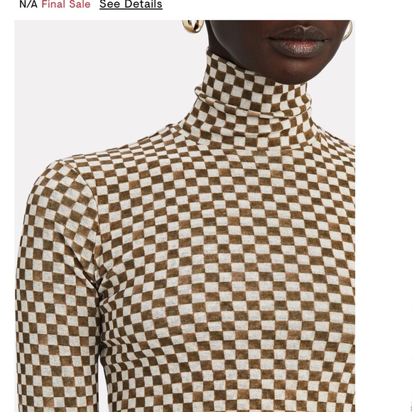 Nanushka checkered long sleeve Harri Checked Mesh Turtleneck Top wide leg pants - Picture 8 of 9